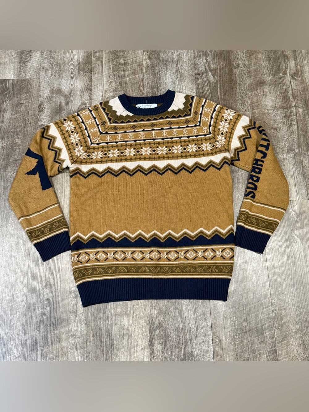 Dutch Bros sweater mens Large fair Isle nordic knit pullover brown limited editi